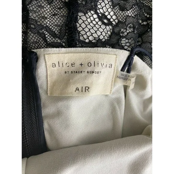 Alice + Olivia Dress Size 2 Silk Lace Sleeveless Floral Black Slip Mini Women's - Picture 6 of 6